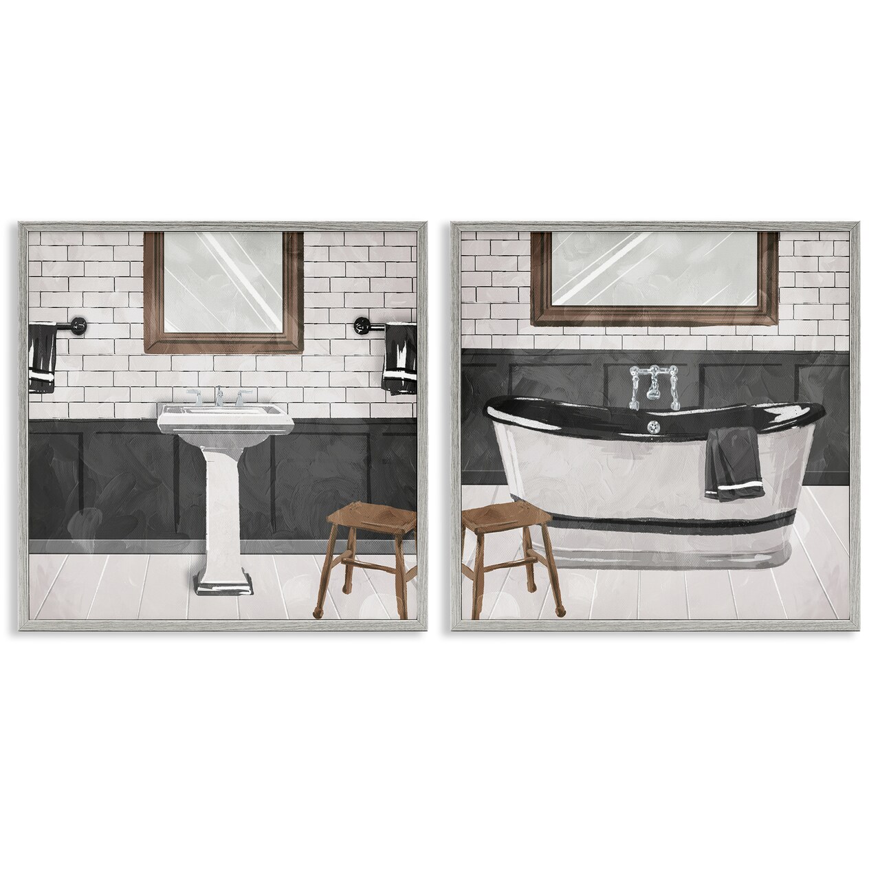 Stupell Industries Modern Country Bathroom Interior Framed Giclee Art